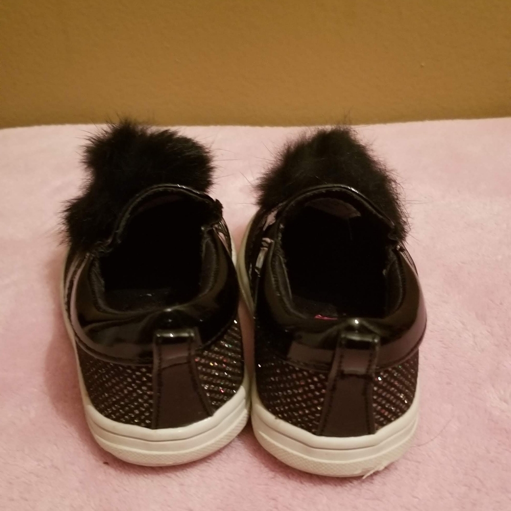 Black Sparkle Pom Pom Shoes